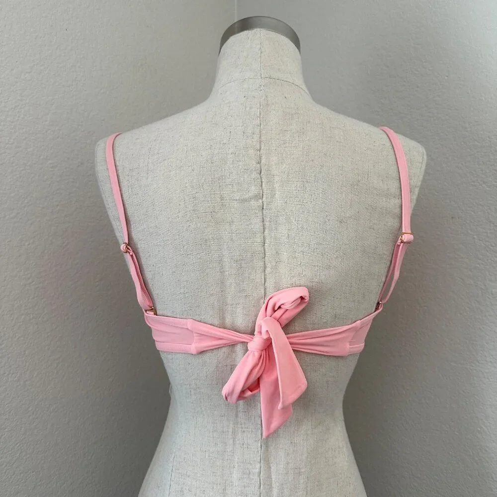 Monday Swimwear Bikini Top Twist Front Padded Lightweight Pink Sz M